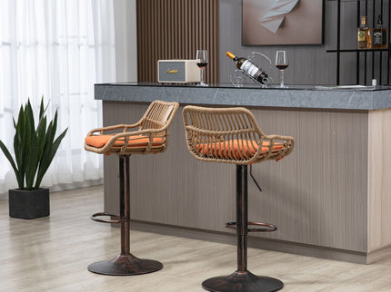 Modern Swivel Bar Stools Adjustable Counter Chairs With Footrest (Set of 2)