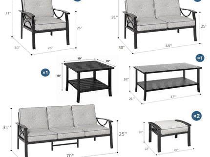 Patio Furniture Set, Coffee Table And Cushions For Backyard