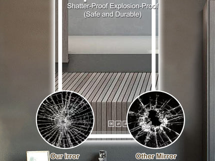 Bathroom Mirror Vanity Mirrors With Front Lights, Wall Mounted, Anti-Fog, Frameless, Horizontal Or Vertical