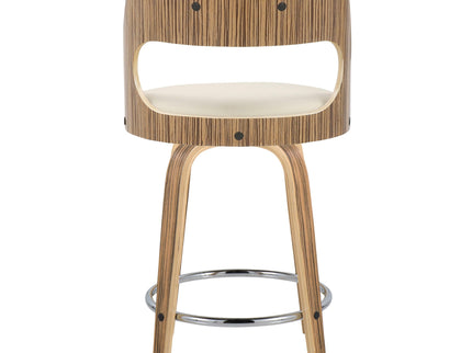 Cecina - Mid-Century Modern Fixed Height Counter Stool With Swivel With Round Footrest (Set of 2) - Zebra / Cream
