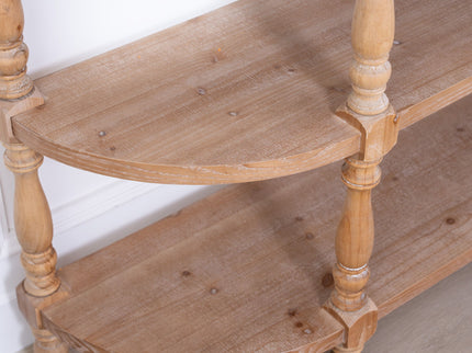 Handcrafted Console Table With Hand Woven Trim, 3 Tier Storage Shelves - Natural