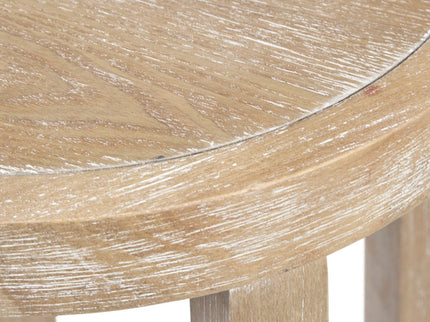 Accent Table Round Rustic Ash Veneer Reclaimed Wheat - Natural