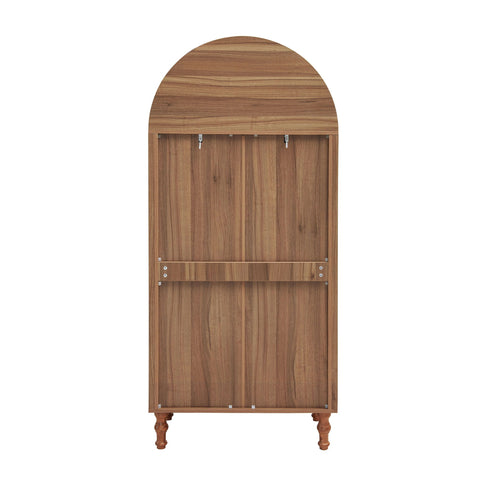 Tall Kitchen Pantry Cabinet With Hollow Carved Doors 2 Drawers And Adjustable Shelves Storage Display Cabinet For Kitchen Dining Room Or Living Room - Walnut