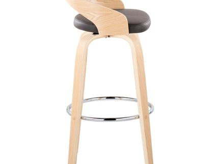Grotto - Contemporary Fixed-Height Barstool With Swivel With Round Footrest (Set of 2)