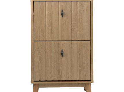 Entryway Shoe Cabinet With Flip Down Storage, Ultra Thin Freestanding Design For Home Use - Oak