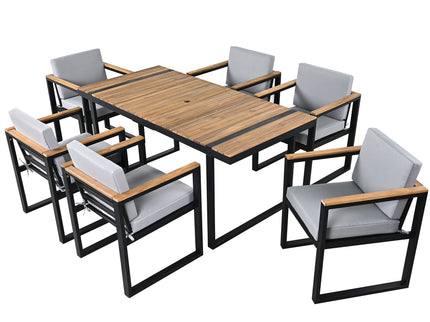 7 Pieces Outdoor Dining Set Patio Dining Table And Chair Set With And Removable Cushions For Patio