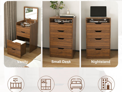 Vanity Desk With Lighted Mirror & Stool