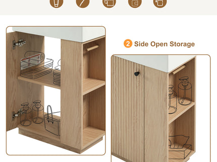 Bathroom Vanity With Sink, Freestanding Wood Grain Cabinet With Storage