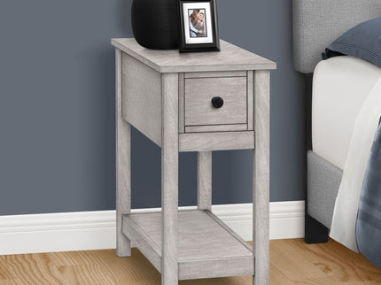 Accent End Table, 2 Tier, Narrow, Lamp, Storage Drawer, Charming Design