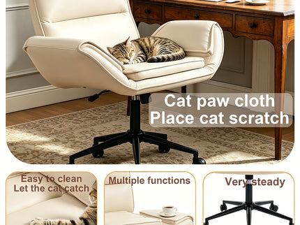 Criss Cross Swivel Desk Chair With Adjustable Armrests & Wheels For Home Office