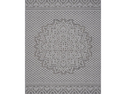 Guros - 4' X 6' Medallion Indoor / Outdoor Area Rug - Gray / White