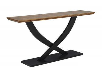 Entryway Console Table With Cross Legs Design - Natural / Espresso