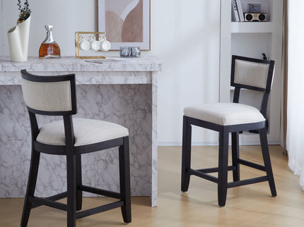 Upholstered Counter Height Bar Stools With Comfy Back (Set of 2)