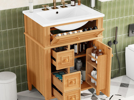 Bathroom Vanity With Sink, Cabinet With Flip Out Drawer, 2 Soft Close Drawers, 1 Soft Close Door - Wood