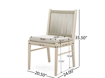 Cordoba - Dining Chair (Set of 2) With Acacia Wood Frame And Water Repellent Fabric - Beige / Yellow