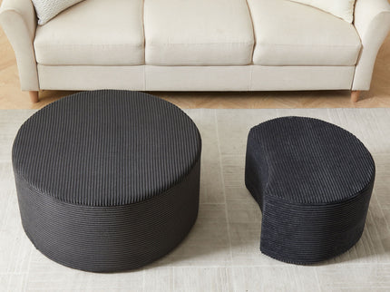Modern Upholstered Round Coffee Table For Living Room (Set of 2)