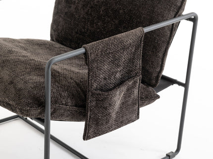 Upholstered Hanging Armchair With Arm Pocket Metal Frame (Set of 2), Crushed Foam Cushions And Skin-Friendly Braid For Living Room And Bedroom