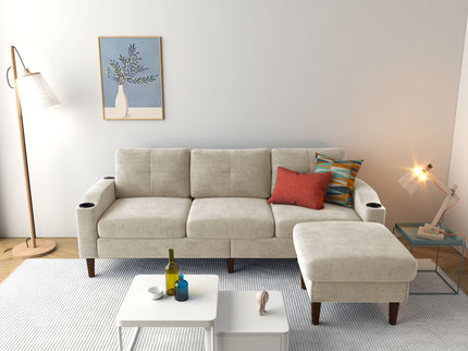 3 Seater Convertible Combination L Shaped Sofa With Footstools With Storage