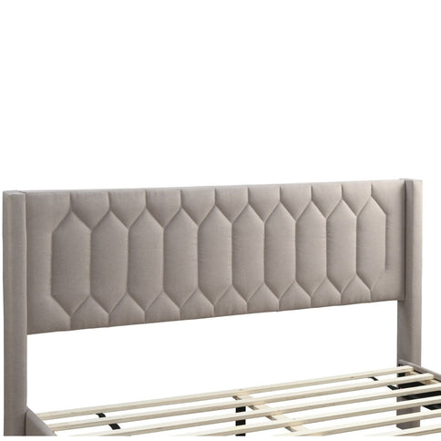 Platform Bed With Diamond Tufted Headboard