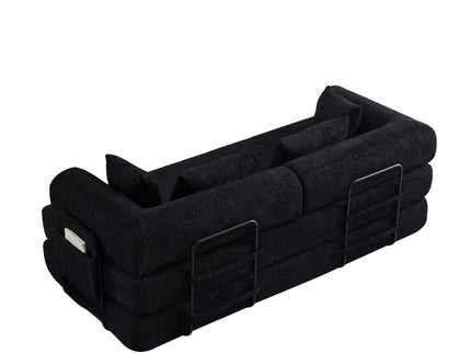 Convertible Sleeper Sofa Bed With Cylindrical Pillow