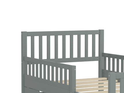 Platform Bed With Guardrails On Both Sides And 2 Storage Drawers