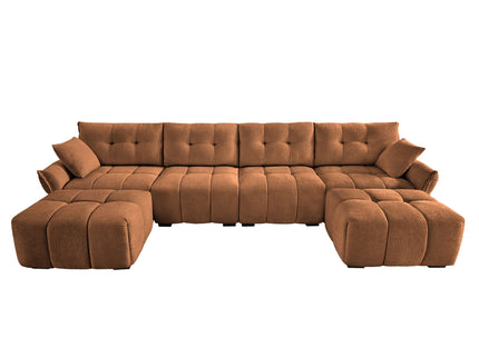 Sofa Set With Ottoman And Pillows, Textured, High Resilience Cushions