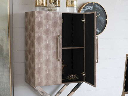 Cabinet - Silver - Faux Leather