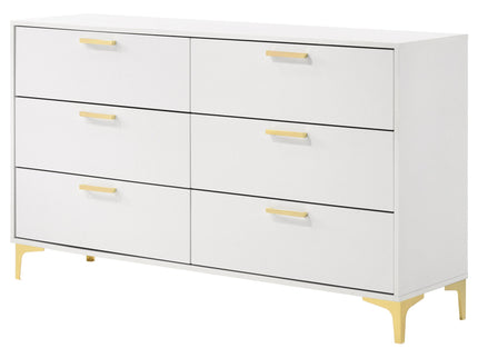 Karena - Rectangular 6 Drawer Dresser - White