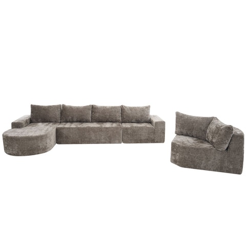 Modular Cloud Sectional Sofa Set, U-Shaped Upholstered Couch With Deep Seat