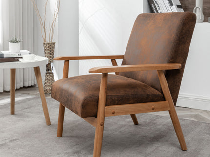 Wide Arm Chair - Light Brown