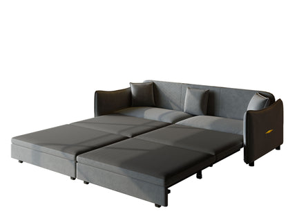 King Pull Out Sofa Bed, 3-In-1 Convertible Bed With 3 Pillows
