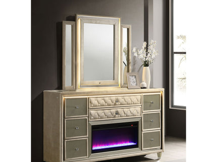 Mika - 8 Drawer LED Dresser And Mirror Set - Ivory