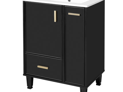 Bathroom Vanity With Sink, Deep Drawer And Pull Out Basket, Rectangular Design - Black