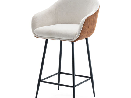Modern Style Counter Height Bar Stools, With Comfortable Upholstery, Durable Metal Legs Ensure Stability - Brown