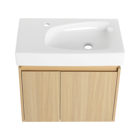Modern Bathroom Vanity With Ceramic Basin, Wall Mounted Floating Sink Combo, Storage Cabinet