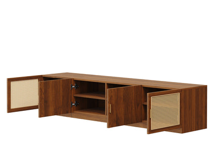 78" TV Stand For TVs Up To 85", Media Console, Adjustable Shelves - Walnut