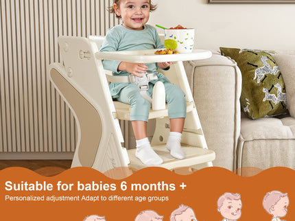 Multifunctional Growing Up Dining Chair With Adjustable Height And 5 Point Seat Belts