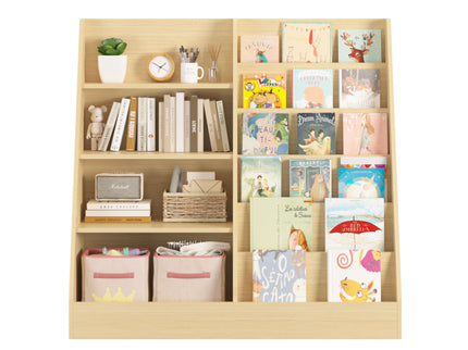 Bookshelf And Toy Storage Organizer, 4 Tier Bookcase With Display Stand For Playroom