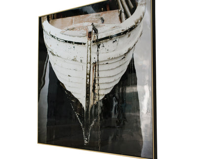 Large And Rectangular Wall Art With Frame, Wall Decor For Living Room - White / Blue