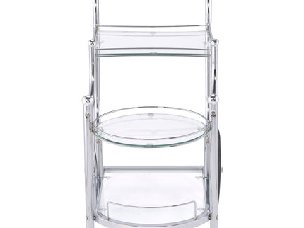 Reia - 3 Tier Cart With Casters & Tempered Glass Design - Chrome