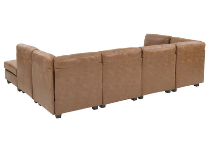 Modular Sectional, Customizable Layout, Removable Cushions - Brown