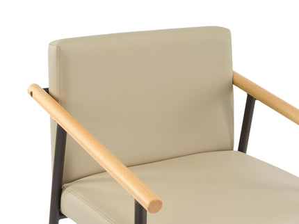 Mid Century Modern Counter Stool Set With Espresso Metal Frame - Khaki