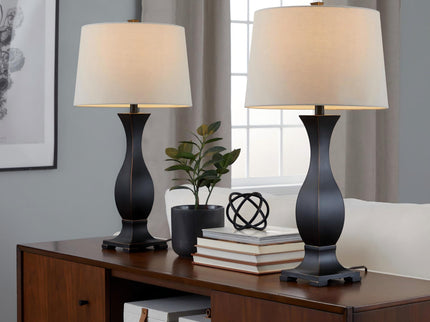 Riley - Contemporary Table Lamp (Set of 2) - Oil Rubbed Bronze / Oat