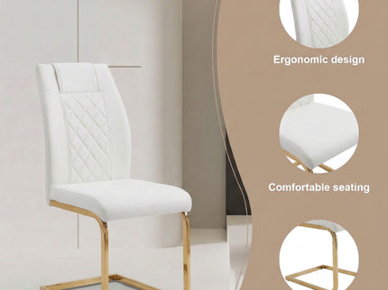 High Back Dining Chairs For Dining & Kitchen Room (Set of 4) - Golden / White