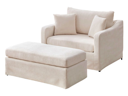 Accent Chair With Ottoman, Includes 2 Bolster Pillows