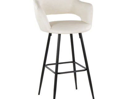 Margarite - Contemporary Fixed Height BarStool With Square Footrest (Set of 2)