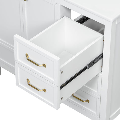 Elegant Vintage Bathroom Vanity With Sink And Soft Closing Door, 4 Drawers Of Different Sizes Frame