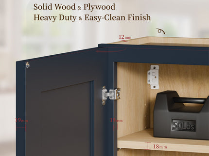 Shaker Wall Cabinet With Soft Close Hinges, Adjustable Shelves, Double Door