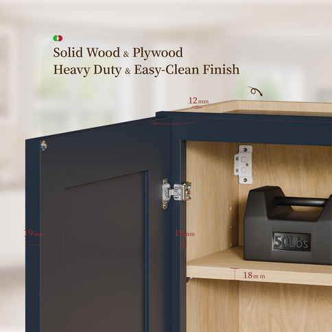 Shaker Wall Cabinet With Soft Close Hinges, Adjustable Shelves, Double Door