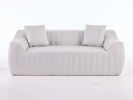 Oversized 2 Seater Loveseat With 2 Decor Throw Pillows, Deep Seat Sofa For Living Rooms